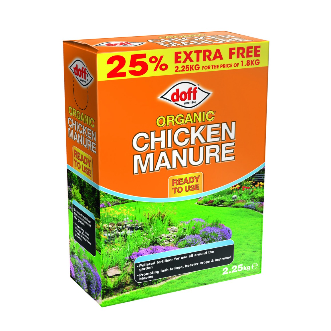 Doff Organic Pelleted Chicken Manure Garden Plant Fertiliser 2.25kg P