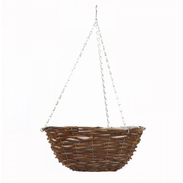 12" Ratan Hanging Basket P&R Garden Supplies